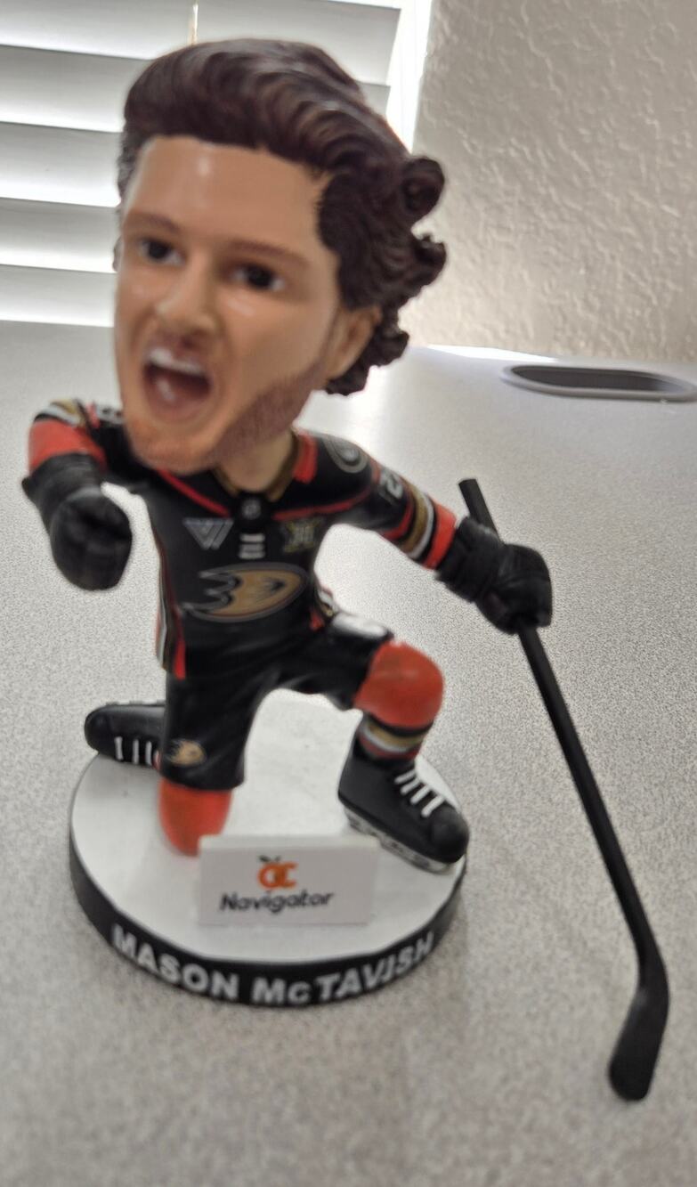 Anaheim Ducks NHL Mason McTavish SGA 2024 Bobblehead NIB